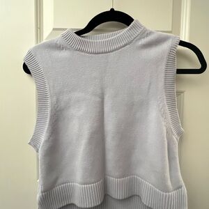 French Connection Cream Ribbed Sleeveless Tank Top